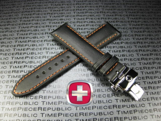 Vintage G. 19mm Black Calf Leather Watch Band For Victorinox Swiss Army – 6 Color Stitch Options