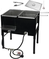 Triple Deep Fryer-3 Basket Stainless Steel Propane Cooker-Outdoor Fish Fry/Ch...