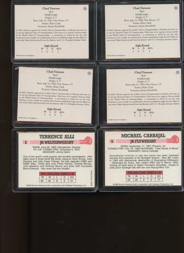 6) 2002 / 1993 Brown's Boxing cards Chad Dawson rookie - Image 2 of 2