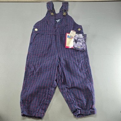 Vintage OshKosh Bgosh VESTBAK Overalls PLAID Blue Red White Size 2T USA NWT
