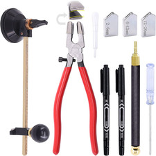 9 Pcs Glass Cutting Tool Set Kit Includes Adjustable Circular Glass Cutter, Glas