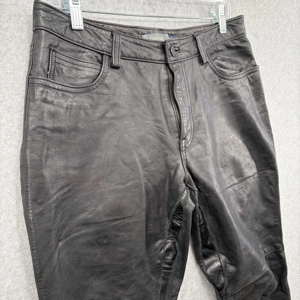 Pantalones de cuero Gap vintage para mujer 8 negros corte bota forrados cremallera genuina mosca Y2K años 90 Foto 3 de 4