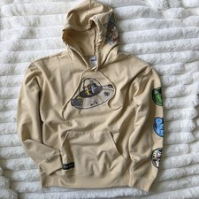 Rick and Morty Tan Hoodie Sweatshirt Size Medium Pullover Adult Swim Patches