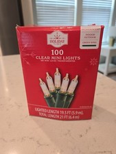 Holiday Time Clear 100 Mini Lights With Green Wire Lighted 19.5 Ft New