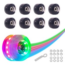Nattork 8 Pack 82A Light up Roller Skate Wheels 54 54 millimeters, Black