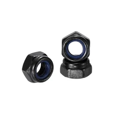 100Pcs Nylon Lock Hex Nut - [M5 x 0.8], Carbon Steel Locknut, Black