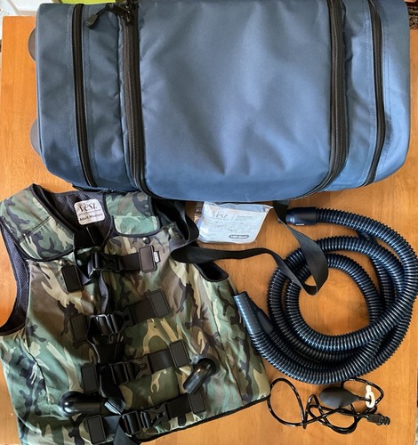 Hill-Rom The Vest Model 105 Rolling Travel Bag, Adult Camo Vest, Tubes, Pump,