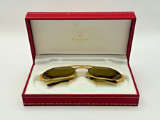 Must de Cartier Paris 59□20 Vintage Gold Sunglasses Boxed Authentic Luxury