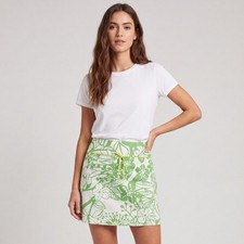 J.CREW Vintage Y2K Cotton Floral Mini Skirt Green White Botanical Summer Sz 2