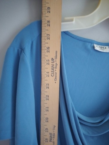 CATO Woman Blue Drape Neck Ruched Side Pleated Stretch Knit Top Plus Size 22/24W - Picture 4 of 8