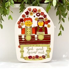 VTG Figgjo Flint FF Turi Folklore Wall Plaque Norway God Prat Sparer Mat 6x4"