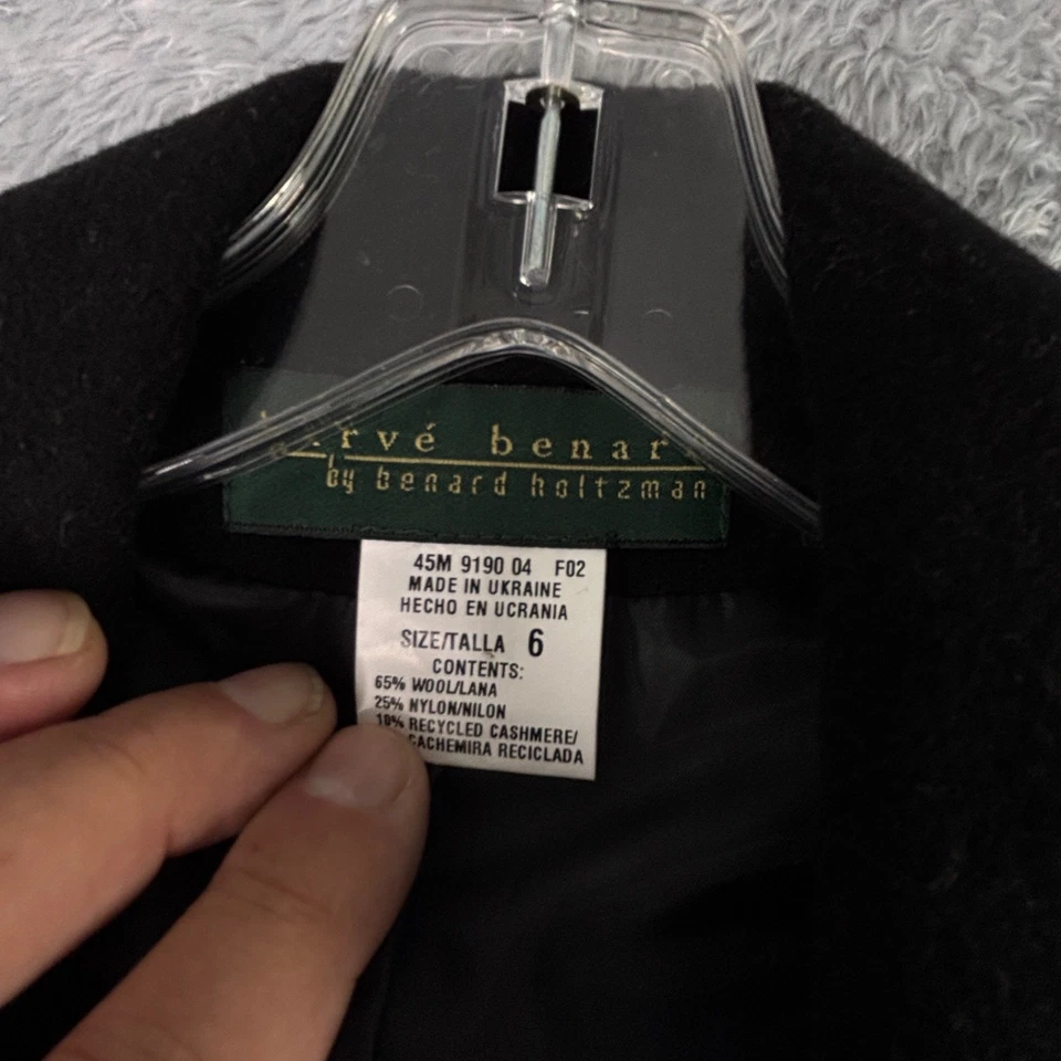 Traje falda negra para mujer Hervé Benard Benard Holtzman talla 6 mezcla de lana y cachemir Foto 3 de 4