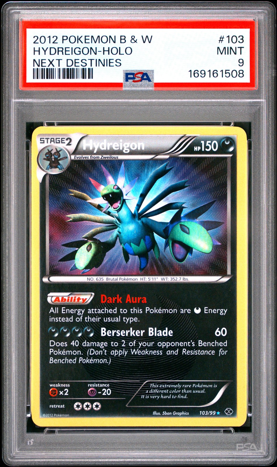 Pokemon Hydreigon Holo Next Destinies 103/99 PSA 9 Mint