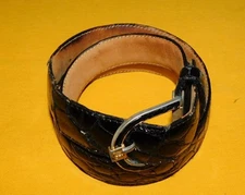 MEN'S MAURI MADE IN ITALY BLACK GENUINE ALLIGATOR SLIM BELT SIZE 32/80cm..