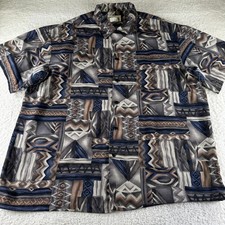 Vintage Iolani Sportswear Shirt Mens XL Abstract Multicolor Hawaiian Button 60s