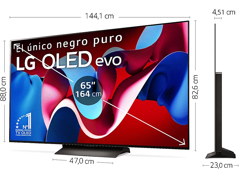 TV OLED 65" - LG OLED65C45LA, OLED 4K, 4K α9 Gen7, Smart TV,  Negro - Imagen 2 de 4
