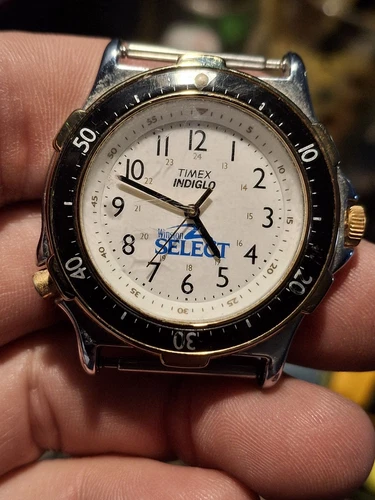 Timex Indiglo Diver Winston Select White Dial Quartz Vintage 1990s Watch Mens