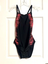 Speedo Pro LT One Piece Swimsuit Black Red Orange Racerback Size 14/40 Women&rsquo;s