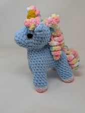 Blue Unicorn Horse Handmade Crochet Amigurumi Stuffie