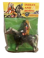 NEW Vintage 1950s WS Indian Chief On Horse Hard Plastic Toy Hong Kong BLACK