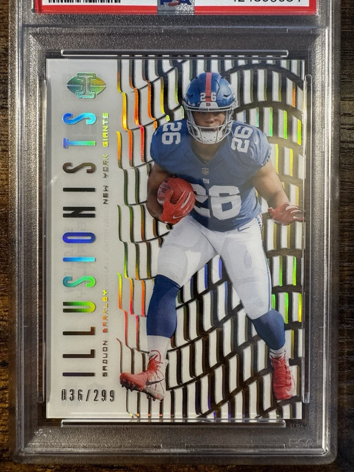 2018 Panini Illusions Saquon Barkley #ILL-SB (RC) -Illusionists Gold /299 PSA 10 - Image 2 of 4