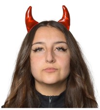 Red Vinyl Devil Horns - Leatherlike - Costume Accessory - One Size