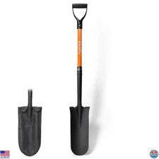 45" Heavy-Duty Orange Fiberglass Drain Spade Shovel - Precision Gardening Tool