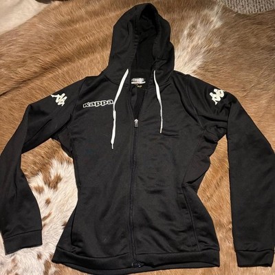 KAPPA zip up track jacket black - size small good condition with flaws