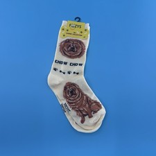 Foozys Chow Chow Dog Crew Socks Cream Canine Collection Size 9  11 New