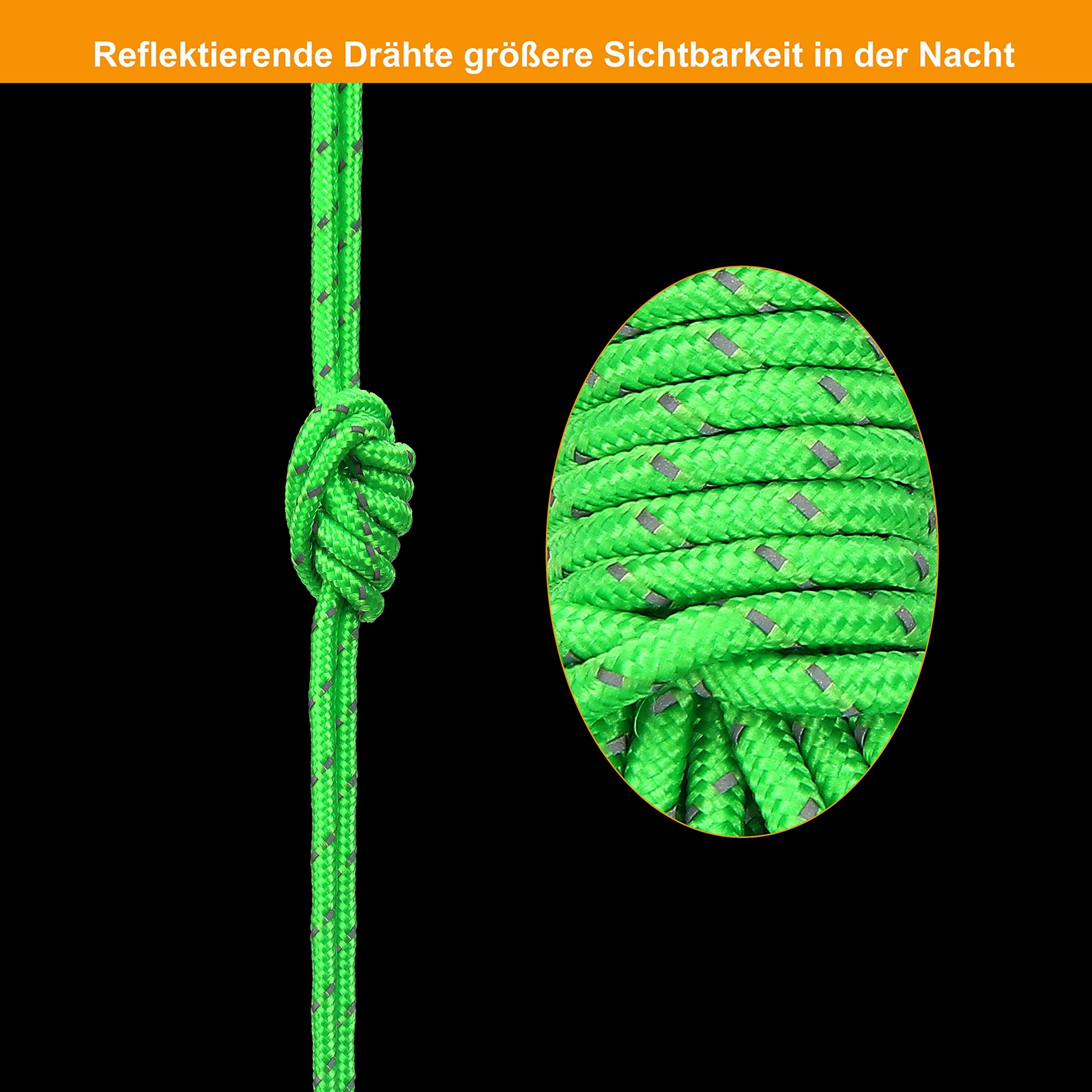 NEW X10 Green Guy Line Ropes 4 M Tent Camping Gazebo bright rope