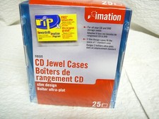 New Imation 25 Pack Slim Design CD/DVD Neon Jewel Cases-sealed