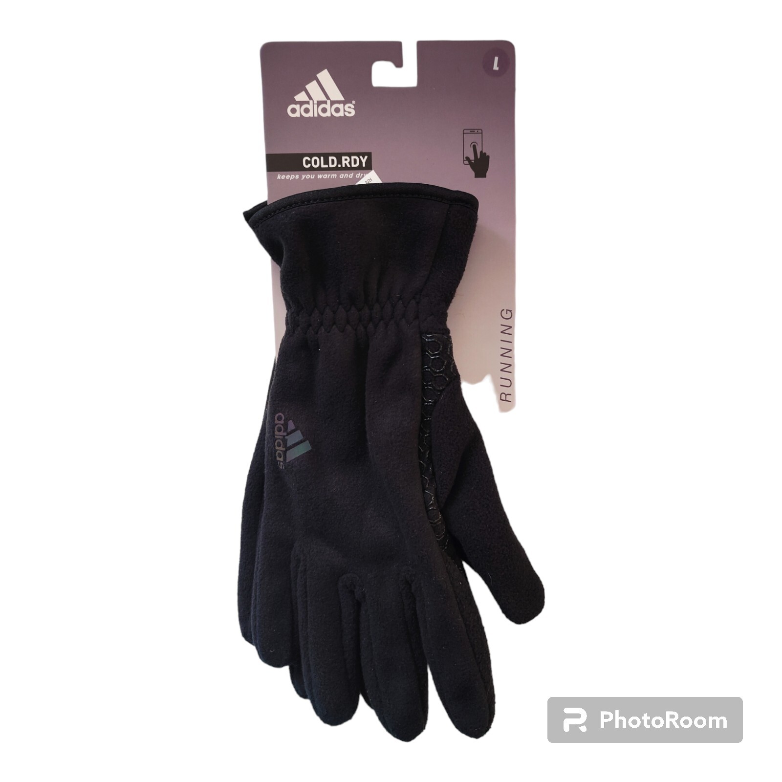 adidas cold RDY Running Fleece Touchscreen Gloves, Black Women's Size L