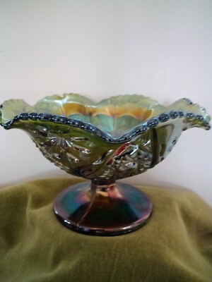 Imperial Glass Cosmos Pattern Compote Pedestal Dish 6.5 Wide 4.5 Tall