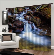3D River Stones Leaves ZHUA216 Photo Curtain Window Blockout Fabric Amy 2023