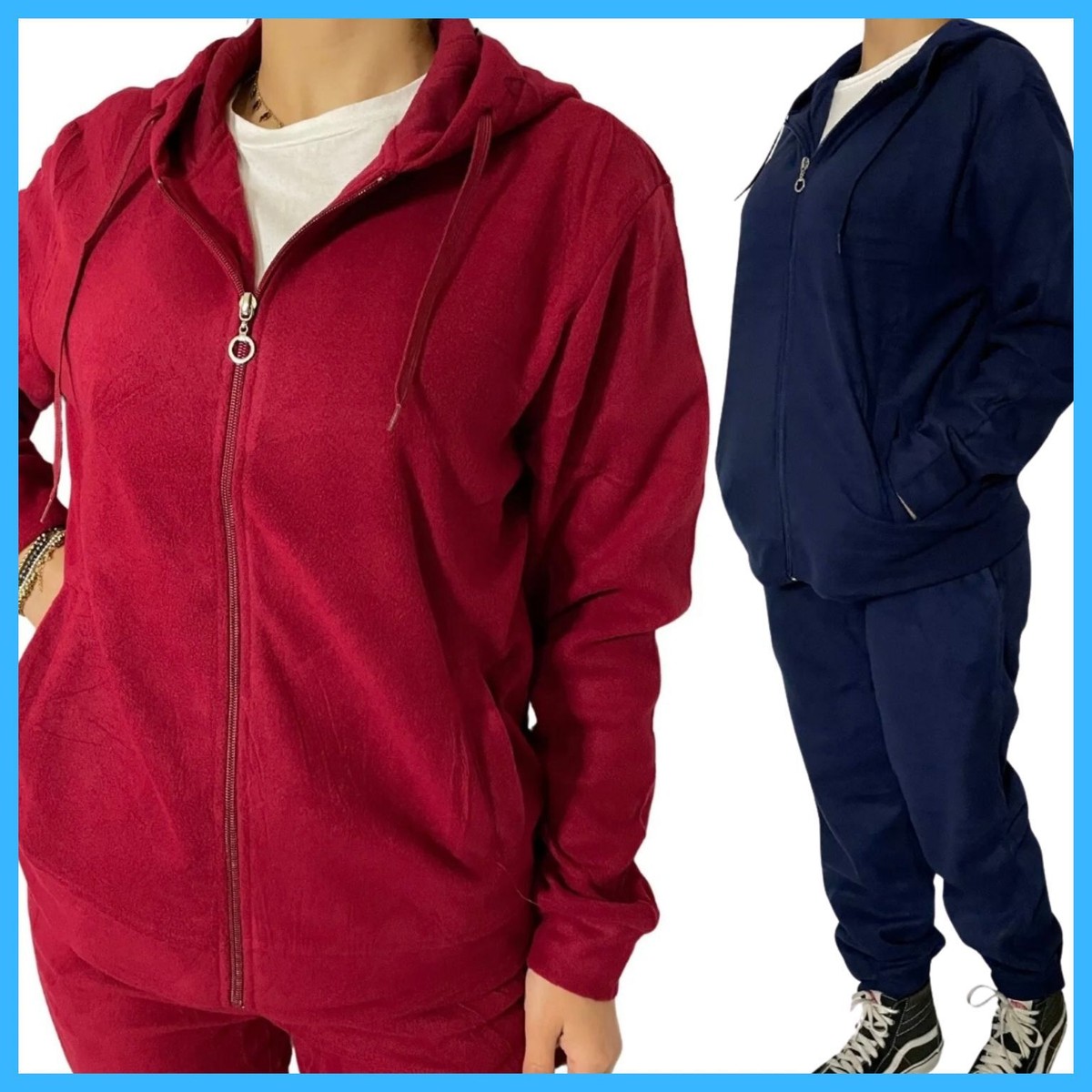 Tuta in pile da donna invernale completa sportiva tracksuit con