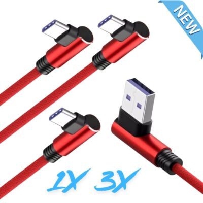 90 Degree L Quick Charging Fast Charge USB-C to USB-A Cable Type C Charger Cord
