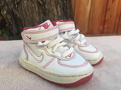 2005 Nike Force Mid Infant Toddler Shoes US Sz C 624051 White Red MINT 