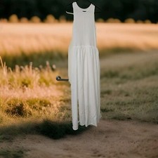 Ladies Combination Sleeveless Flare Dress White Lined Sz S  Brand New