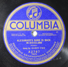 Alexander's Band Is Back In Dixieland Pre-War 78 RPM Columbia - Harry Fox Z13E