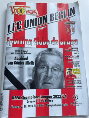 Fußballprogramm, Champions League, 2023/24, 1. FC Union Berlin - Sporting Braga