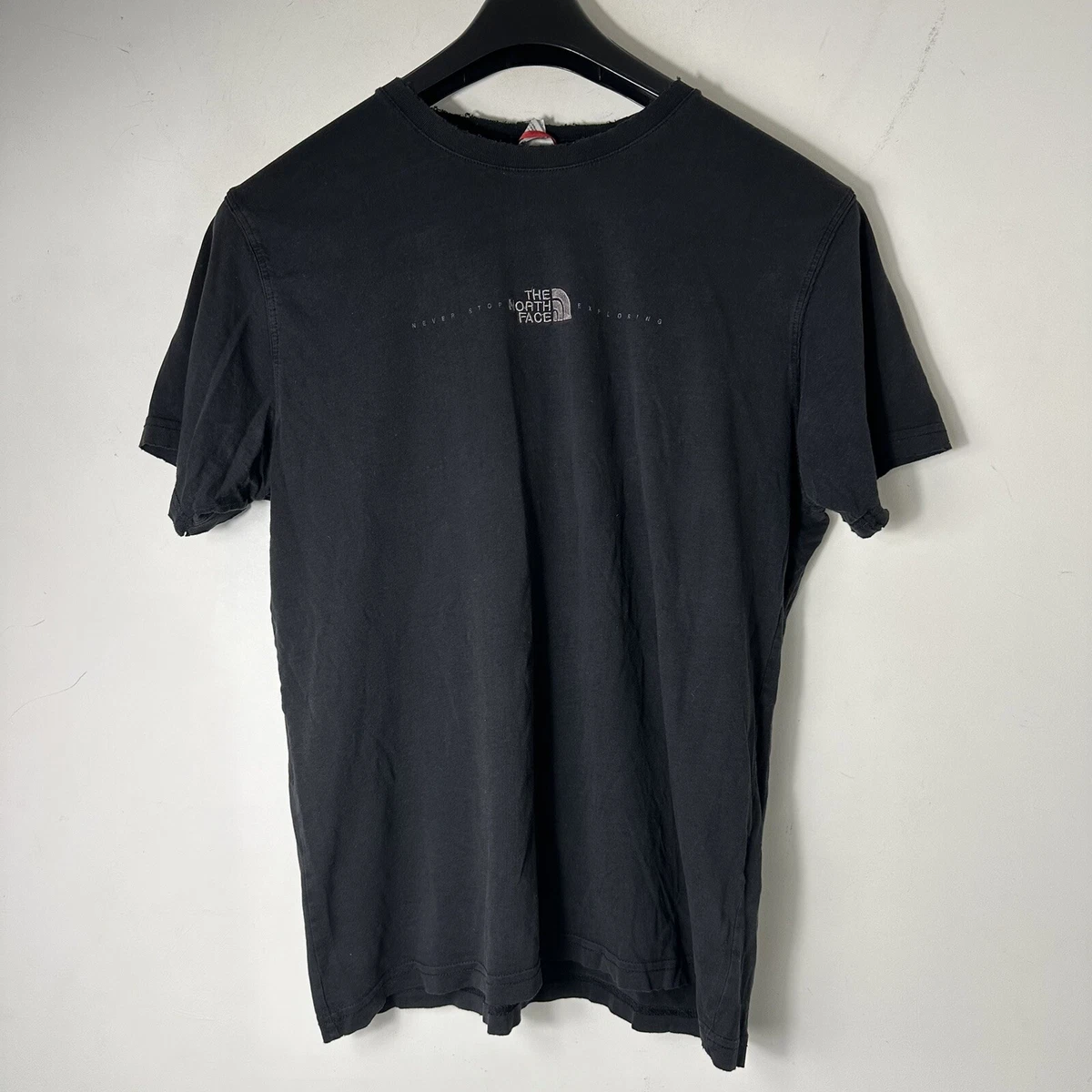 The North Face Black Vintage T Shirt Embroidered Logo Large
