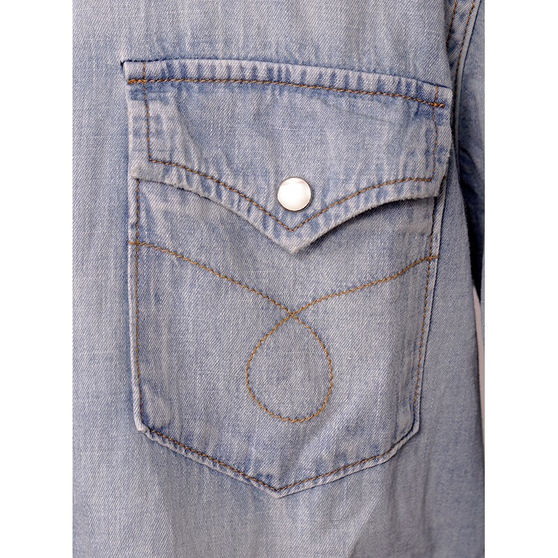 CAMICIA S NUOVA $690 SAINT LAURENT Stone Lt blu GIAPPONE DENIM stile classico WESTERN