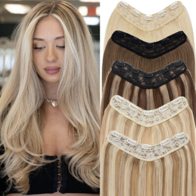 #ad #ad Thick U Shape Weft Clip In Remy Human Hair Extensions Full Head Blonde One Piece $111.94