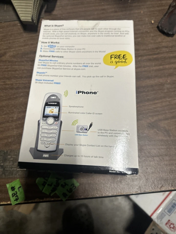 Linksys CIT200 Cordless Skype Phone with Handset & Charging Base Sealed - Image 2 of 2