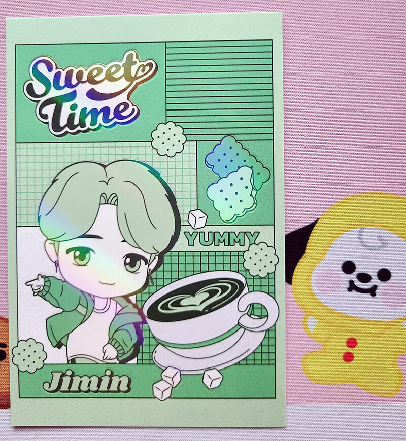 OFFICIAL BTS TinyTAN Magic Door / Sweet Time Postcards Holographic