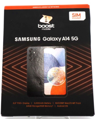 Boost Mobile Samsung Galaxy A14 5G, 6.6'' FHD+, 64GB, Prepaid Smartphone - SEALED
