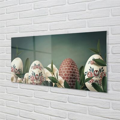 Tulup Glasbilder 140x70 Wandkunst Blätter Ei Blumen