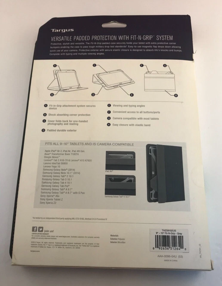 Targus Fit-n-grip Versatile Padded Protective Case Fits Most 9"-10.1" Tablets  - Image 2 of 2