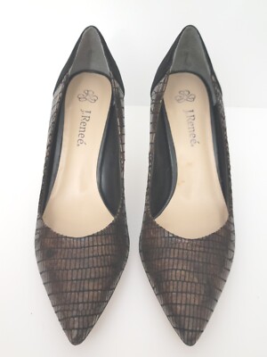 J.Renee Dress Shoes Heels 8M Suade Brown Black Gold Heels | eBay