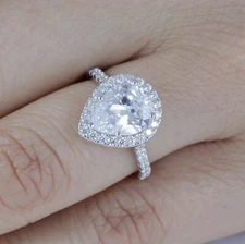 2.5Ct Pear Cut 925 Sterling Silver CZ Engagement Ring Wedding Band  2.5-15 M6648